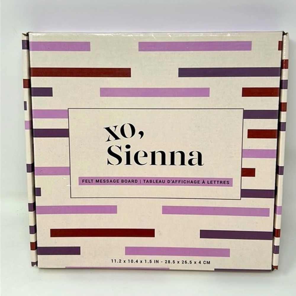 XO, Sienna 10x10” Felt Message‎ Board Purple & Gray NEW in Box